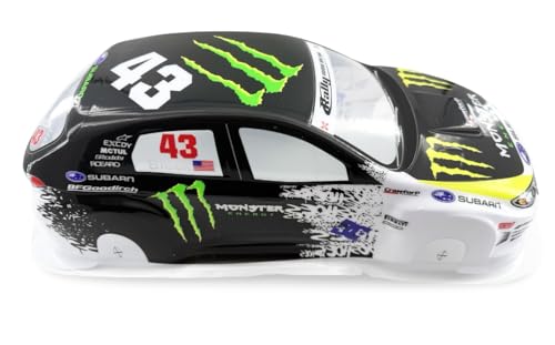 Painted PVC Body Shell for 1/10 On Road Racing Drift Car, No Cut, 1:10 Scale, Monster Energy Style (Monster-No 43 Body Shell with Tail Wings) - style: Monster-No 43 Body Shell with Tail Wings
