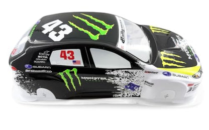 Painted PVC Body Shell for 1/10 On Road Racing Drift Car, No Cut, 1:10 Scale, Monster Energy Style (Monster-No 43 Body Shell with Tail Wings) - style: Monster-No 43 Body Shell with Tail Wings