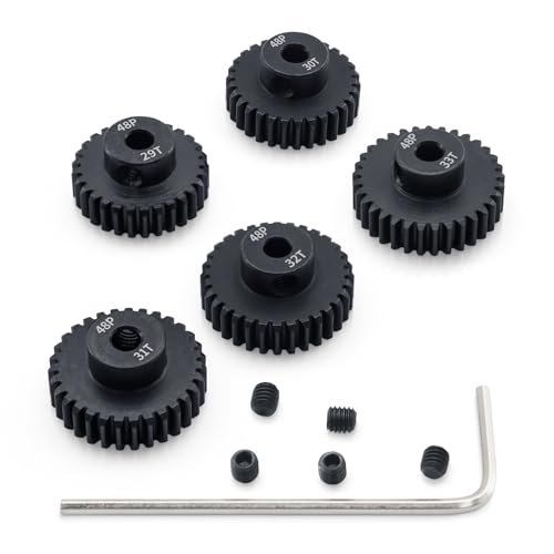 48P 29T 30T 31T 32T 33T Pinion Gear Sets with Screwdrivers for 3.175mm Shaft Brushless Brush Motor Compatible with Arrma HPI Kyosho Losi Axial Traxxas Tamiya 1/10 RC Car Monster Truck Buggy - size: 29T 30T 31T 32T 33T