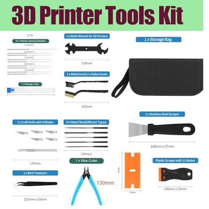 38Pcs 3D Printer Tools Kit with Storage Case, 3D Printer Accessories - Scrapers, Files, Brushes, Tweezers, Nozzle Cleaner, Wire Cutter, Craft Knife, Wrench, for 3D Printing Cleaning, Finishing - style: 3D Printing Kit