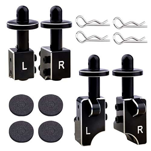 Aluminum Body Post Mounts & Body Post Set w/Body Clips Washers for Arrma Notorious 6S BLX, Front & Rear (Black)
