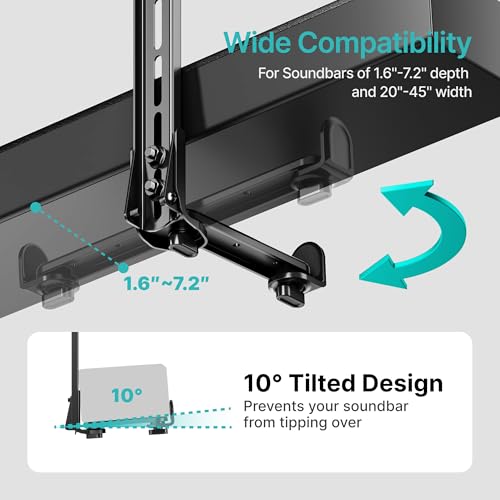 Soundbar TV Mount,33lbs Capacity,Compatible with Depth from 1.6" to 7.2" | Anti-Vibration Pads to Reduce Vibration,Soundbar Mount under TV,Easy Installation