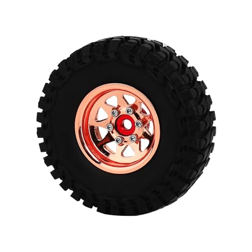 1.0 Beadlock Wheel Soft Tires Set -3.78mm Offset Wheel Rims for 1/18 1/24 RC Crawler Car Axial AX24 SCX24 FMS FCX24 TRX4M (Rose Gold)-61532 - color: Rose Gold