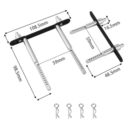 Aluminum Adjustable Body Post Mounts Front and Rear Shell Column for Axial SCX10 II 90046 90047 1/10 RC Crawler Car Parts (Silver) - color: Silver