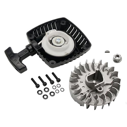 FLMLF Pull Starter (Metal Claw Centered) and Flywheel Kit | for Zenoah CY 23cc~36cc Engine for 1/5 HPI ROVAN KM BAJA LT FG DBXL GoPed RedCat Rc Car Parts - style: Metal Claw