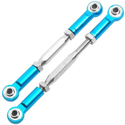 2PCS ShareGoo RC Front Rear Metal Steering Servo Link 70-90mm Turnbuckles Camber Linkage Rod Ends Compatible with Traxxas Slash 4x4 5807 Stampede HQ727 1/10 RC Car,Blue