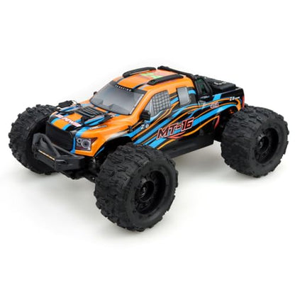 1/16 MT-16 RC Racing Truck, 4WD 80KM/h Brushless High-Speed Off-Road Racing Car with Aluminum Chassis, All Terrain Crawler - color: Orange