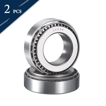 2 Pack 32006 Tapered Roller Bearing Cone and Cup Set | 30mm Bore 55mm OD 17mm Cup Width, Chrome Steel Taper Bearings Set, ABEC-3 - size: 32006