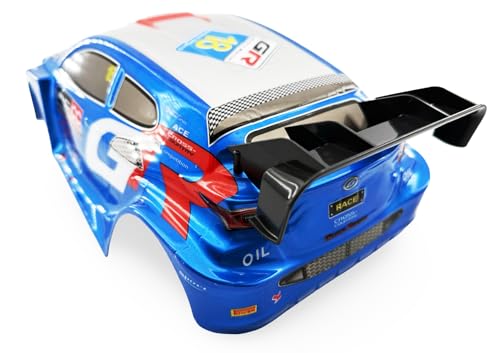 1/10 Scale RC Drift Racing Touring On Road Car Painted Body Shell, Spoiler Included, Pre-Cut, 258mm Wheelbase (Toyota GR Yaris Rally Style - Blue) - color: Toyota Gr Yaris Rally Style - Blue