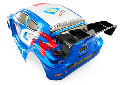 1/10 Scale RC Drift Racing Touring On Road Car Painted Body Shell, Spoiler Included, Pre-Cut, 258mm Wheelbase (Toyota GR Yaris Rally Style - Blue) - color: Toyota Gr Yaris Rally Style - Blue