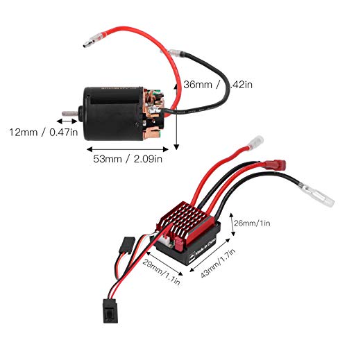 RC Motor ESC Combo, High Torque 360A Brushed Motor Kit 540 with T Plug for 1/10 Scale RC Cars Off-Road Racing Hobbyists - size: 55T