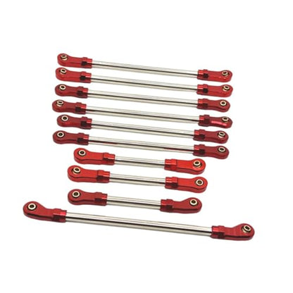 10 Pieces Steering Servo Link RC Car Pull Rod Metal Upgrade Linkage Model Parts Sturdy Construction Suitable for WLtoys 1/10 RC Truck, red - color: Red