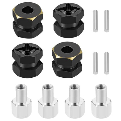 MOHERO 4Pcs Brass 12mm (+12mm) Wheels Hex Hub Extension Hex Drive Adapter for All RC Car Which with 12mm Hex and 1/10 RC Crawlers Axial SCX10 90046 D90 - color: 12mm