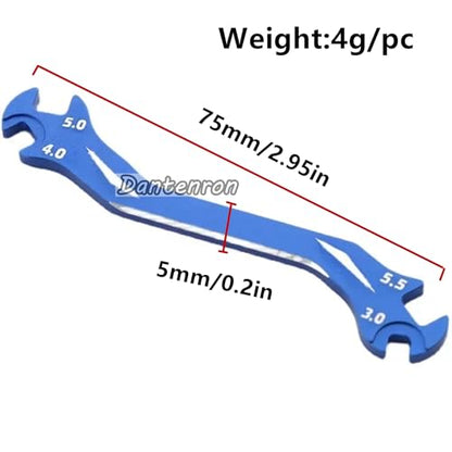 RC Multi-Function Wrench Turnbuckle Nut Ball Joint Remover 3mm 4mm 5mm 5.5mm Universal Repair Tool Aluminum Alloy for 1/10 1/8 1/24 Crawler Truck Off Road Car Boat Drone Airplane (Blue) - color: Blue