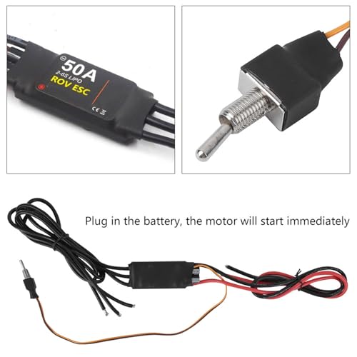 RC ESC, Waterproof Electric Speed Control Brushless ESC 50A 2‑6S Compatible with 24V RC Boat Model Underwater Thruster