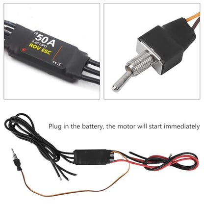 RC ESC, Waterproof Electric Speed Control Brushless ESC 50A 2‑6S Compatible with 24V RC Boat Model Underwater Thruster
