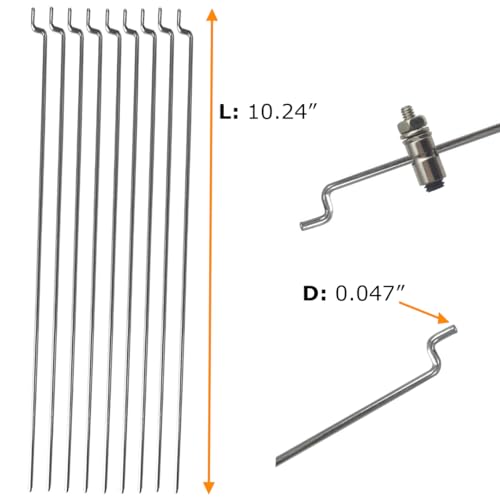 30Pcs 304 Stainless Steel 0.047"x10.24" Z Pushrods and Nylon Lock on Control Horns 0.79"x0.43" and Push Rods Connector Linkage Stopper Dia 0.05" for RC Airplane Model Aircraft DIY Parts