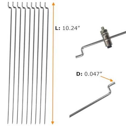 30Pcs 304 Stainless Steel 0.047"x10.24" Z Pushrods and Nylon Lock on Control Horns 0.79"x0.43" and Push Rods Connector Linkage Stopper Dia 0.05" for RC Airplane Model Aircraft DIY Parts