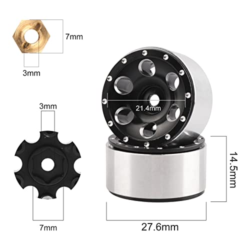 AIMROCK 1.0 Beadlock Wheels w/Brass 7mm Hex Wheel Hubs for Axial SCX24 FCX24 TRX4M 1/24 1/18 RC Crawler Truck Upgrade Parts (Type 3) - style: Type 3