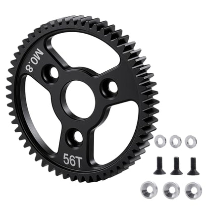 Carbon Steel 56T Spur Main Gear 32P 0.8M for 1/10 Tra-xxas Slash | Platinum Rustler Stampede 4x4 VXL 2WD Jato Rally E-REVO Summit T-Maxx - size: 56T