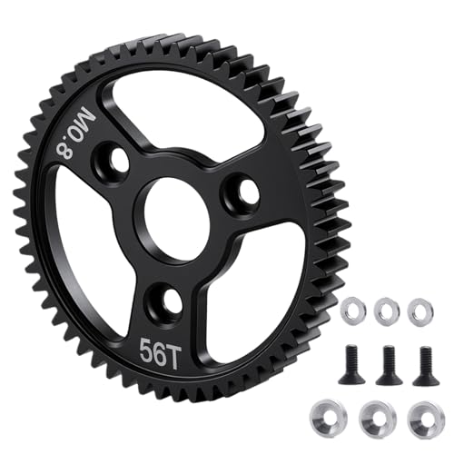 Carbon Steel 56T Spur Main Gear 32P 0.8M for 1/10 Tra-xxas Slash | Platinum Rustler Stampede 4x4 VXL 2WD Jato Rally E-REVO Summit T-Maxx - size: 56T