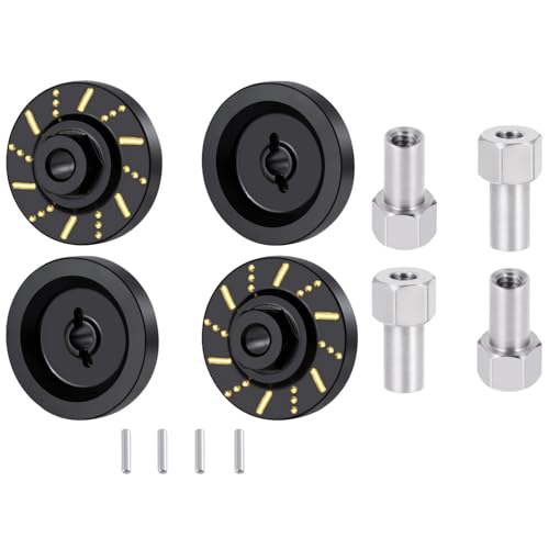 4Pcs SCX10 D90 RC Brass Weight Wheels Hex Hub Adapater Extension | Brass Wheel Weights Extended 5mm Wheel hubs Hex Adapter RC Crawler Car Upgrades Black Coating