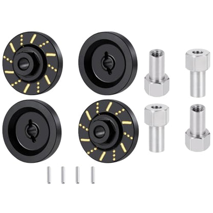 4Pcs SCX10 D90 RC Brass Weight Wheels Hex Hub Adapater Extension | Brass Wheel Weights Extended 5mm Wheel hubs Hex Adapter RC Crawler Car Upgrades Black Coating