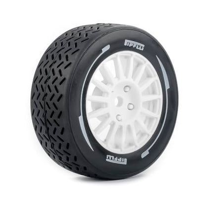 4PCS 1/10 RC Rally Tires & Rims, 58x22mm 12mm Hex Wheel Set, Fits for MJX 14303 14304 1/14 Scale On-Road Car W310 (White) - color: White