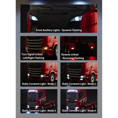 770S 1/18 RC Semi Trailer, 6x4 Heavy Duty Tractor Truck with Rear Wheel Drive, Adult Collectible Model (1501) - color: Silver