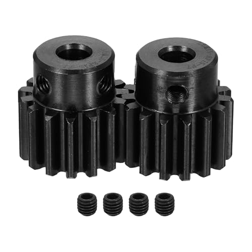 uxcell 2Pcs 1.5 Mod 15T Spur Gear 7mm Bore, 1045 Steel Pinion Gear Black Surface Treatment, 20° Pressure Angle, for Spur Rack and RC Model Car or Motor DIY(18mm) - size: 1.5 Mod 15T, 7mm x 18mm