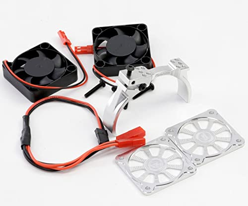 Aluminum Heatsink 1/5 Dual High Speed Cooling Fans w/Covers (Silver) - color: Silver