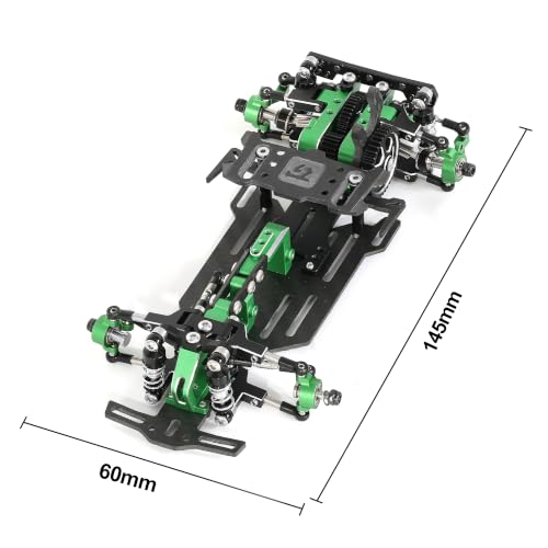RC Car Frame, 1/24 1/28 TG Super Assembled Mini Rear Drive RWD Drift Racing Car Frame Body Kit with Tools DIY Parts (Green) - color: B.green