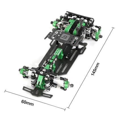 RC Car Frame, 1/24 1/28 TG Super Assembled Mini Rear Drive RWD Drift Racing Car Frame Body Kit with Tools DIY Parts (Green) - color: B.green