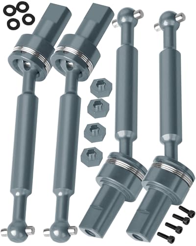 RC Driveshafts Axles Upgrades Part for 1/18 LaTrax Teton,LaTrax Desert Prerunner,7075 Aluminum Front Rear Drive Shafts CVD w/6061 Hex Hops Up,4PCS,Replace #7650,Titanium - color: Titanium(4pcs)