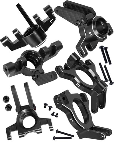 RC Alloy Aluminium Front Steering Blocks & Caster Blocks & Rear Stub Axle Carriers Upgrades Part for 1/10 Kraton 4S BLX,Outcast 4S BLX,1/8 Mojave 4S BLX,Black - color: Black(1set)