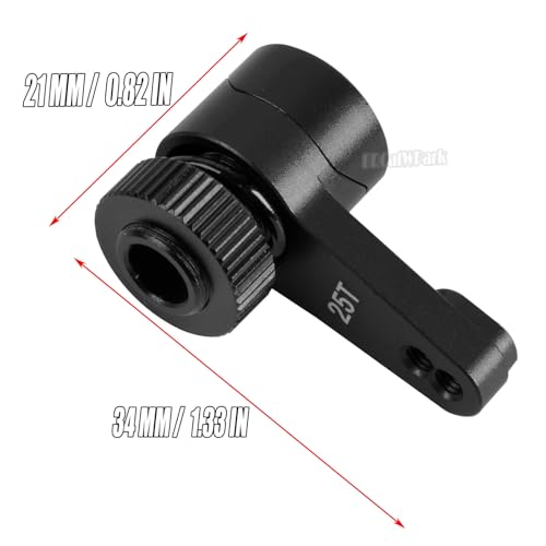 Aluminum 25T Unloading Steering Servo Horn Servo Arm Upgrades Part for 1/10 RBX10 SCX10 90046 Capra 1.9 UTB L0 S1 1/8 LMT Solid AXLE 4WD Monster Truck LOS04022 RC Car,Black - color: Black - (25t Servo Arm)