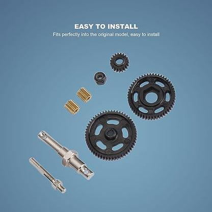 RC Transmission Gear Set, 8Pcs Heavy Duty Steel Gearbox Upgrade for Axial SCX24 1/24 RC Crawler Car, High Performance Metal Gears with Stainless Steel and Copper