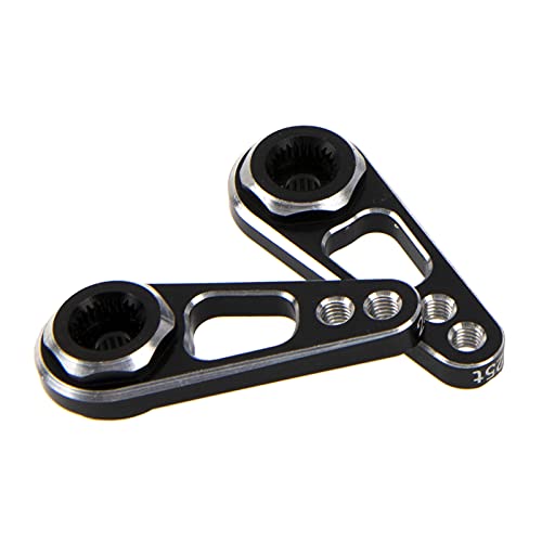 2Pack Vgoohobby Aluminum Alloy RC Double Hole 25T Steering Servo Arm Horn Compatible with Recat Axial SCX10 90046 Traxxas TRX-4 1/10 RC Crawler Climbing Car (Silver-Black) - color: Silver-black