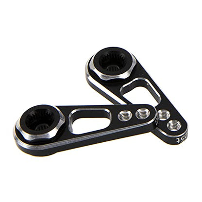 2Pack Vgoohobby Aluminum Alloy RC Double Hole 25T Steering Servo Arm Horn Compatible with Recat Axial SCX10 90046 Traxxas TRX-4 1/10 RC Crawler Climbing Car (Silver-Black) - color: Silver-black