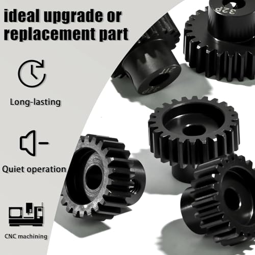 5Pcs 32P Hardened Steel Pinion Gear Set 5mm Shaft 21T 22T 23T 24T 25T Motor Pinion Gear with M4 Screw and Hex Key, for Arrma HPI Kyosho Losi Axial Traxxas Tamiya 1/10 RC Car and 540/550 Motors - size: 32P-HSP-5mm-21-25T