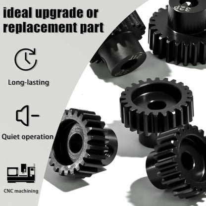 5Pcs 32P Hardened Steel Pinion Gear Set 5mm Shaft 21T 22T 23T 24T 25T Motor Pinion Gear with M4 Screw and Hex Key, for Arrma HPI Kyosho Losi Axial Traxxas Tamiya 1/10 RC Car and 540/550 Motors - size: 32P-HSP-5mm-21-25T