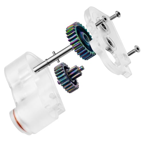 LCG Metal Transmission Gearbox with Motor Gear for SCX10 TRX4 RC4WD Capra 1/10 RC Crawler Upgrade Part (Transparent)