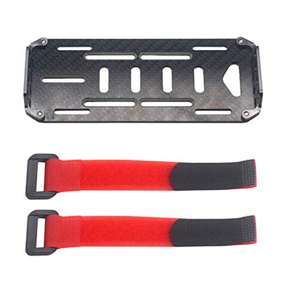 ShareGoo RC Car Battery Plate,Carbon Fiber Mounting Board with Strap Tie Compatible with Traxxas HSP Redcat RC4WD Axial SCX10 D90 HPI Tamiya CC01 1/10 RC Car Crawler