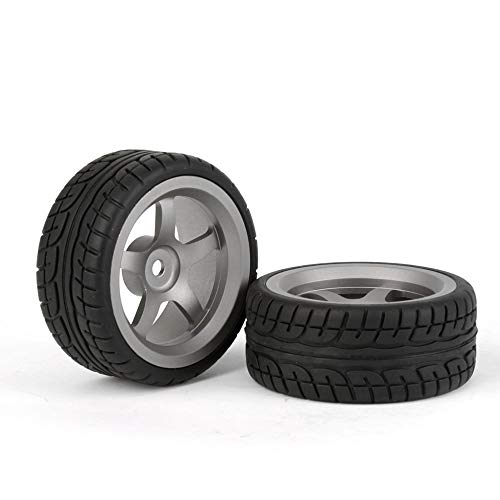 2.44 Inch Diameter Black Plastic Drift Tires & Grey Aluminum Alloy 5 Spoke Wheel Rim for RC 1:10 Car