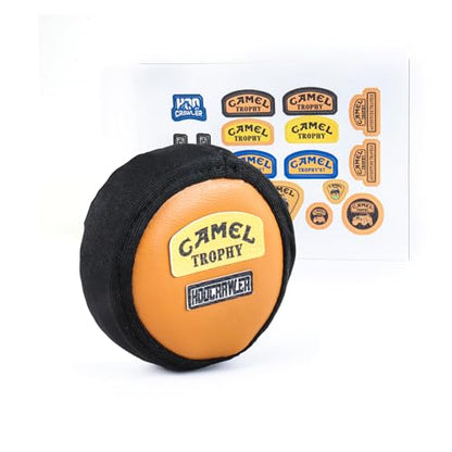 RC Mini Scale Spare Tires Cover 1/18 1/24 RC Simulation DIY Leather Spare Tires Cover Compatible with 1.0"-1.3" Wheels for SCX24 FCX24 TRX4M UTB18 RedCat (Yellow with Sticker 1Set)
