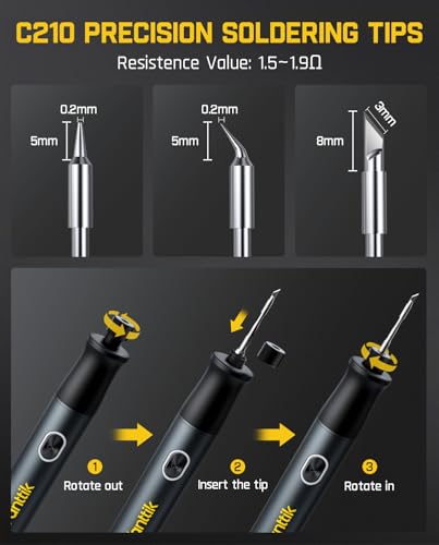 Fanttik T1 Max Soldering Iron Kit, Cordless Soldering Iron | 7s Fast Heating(390°F-840℉), Auto Sleep, 4 Pcs Soldering Tips(C210), 360° Swivel Stand, Soldering Iron for Precision Repair