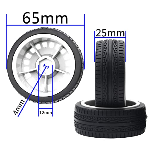 Outer Diameter 70mm Rubber Tires & Nylon 12mm Hex Hub Wheel Rims Compatible with Tamiya HPI Kyosho HSP 1/10 1/12 On-Road Touring Car,WLtoys 1/14 144001 1/18 A959B RC Buggy (White) - color: White