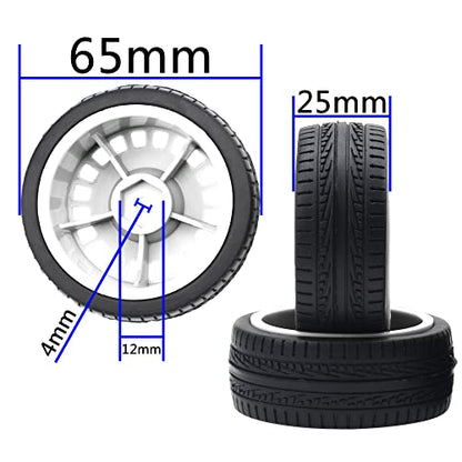 Outer Diameter 70mm Rubber Tires & Nylon 12mm Hex Hub Wheel Rims Compatible with Tamiya HPI Kyosho HSP 1/10 1/12 On-Road Touring Car,WLtoys 1/14 144001 1/18 A959B RC Buggy (White) - color: White