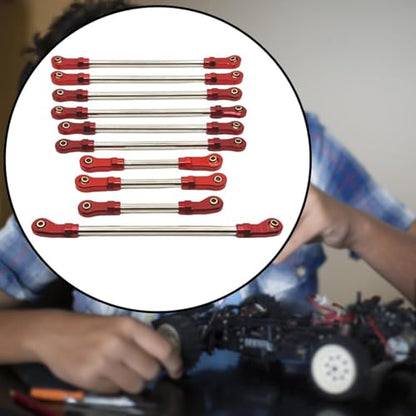 10 Pieces Steering Servo Link RC Car Pull Rod Metal Upgrade Linkage Model Parts Sturdy Construction Suitable for WLtoys 1/10 RC Truck, red - color: Red