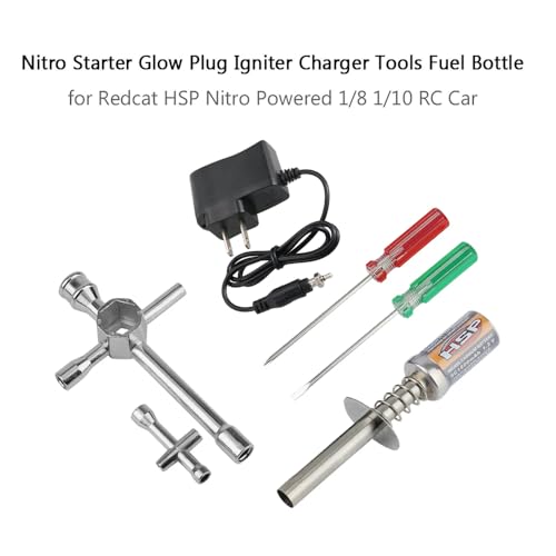 GoolRC RC Nitro Starter Glow Plug Igniter Charger Tools Fuel Bottle Combo for Redcat HSP Nitro Powered 1/8 1/10 RC Car